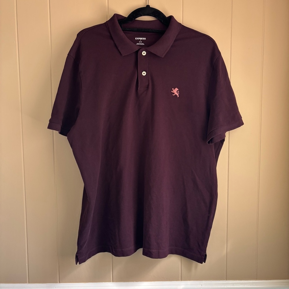 Express Men's Short Sleeve Stretch Polo Shirt in Deep Burgundy/Maroon. Size XL